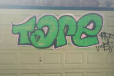 Graffiti on a garage door