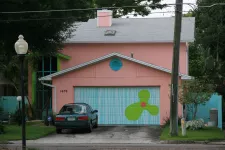 Garage door with drawing